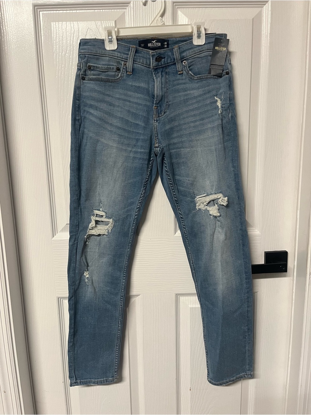 Hollister Mens 30 x 30 Skinny Advanced Stretch Jeans Med Wash Distressed Great